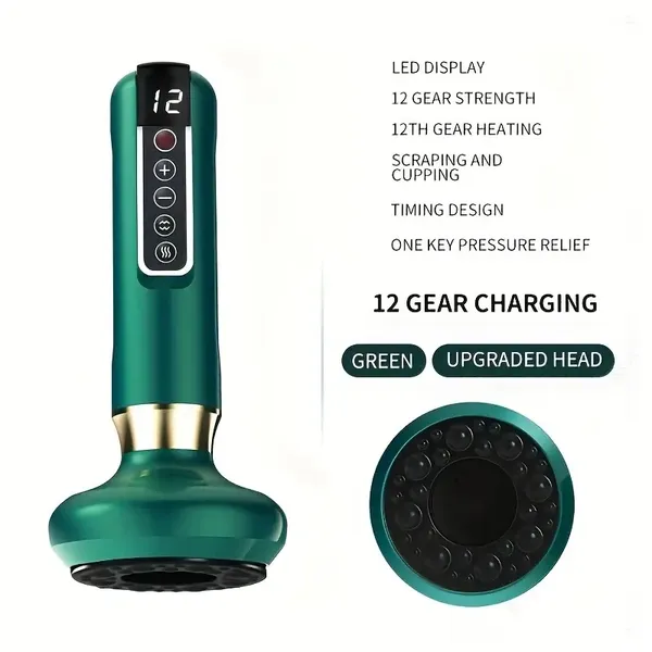 Body Gua Sha Scraping Massager. 12 Level Electric Vacuum Cupping Massager, Rechargeable And Cordless. Perfect For Halloween, Christmas And Birthday Gifts