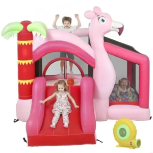 Inflatable Bounce House with Ball Pool, Basketball Hoop, Jumping Bouncy Castle with Blower for Indoor Outdoor, Pink