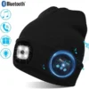 Unisex Bluetooth Beanie Hat with Light; Built-in Speaker Mic; Headlamp Cap with Headphones; Tech Gift for Men Women