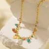 Elegant Natural Stone Rice Bead Shell Pendant Necklace for Women, Colorful Alloy Geometric Jewelry, Trendy Clavicle Chain, Perfect Festival Accessories & Gift