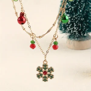 Fashionable Bell Snow Necklace Double Layer Clavicle Chain Women's Festival Accessories Perfect Gift for Birthday